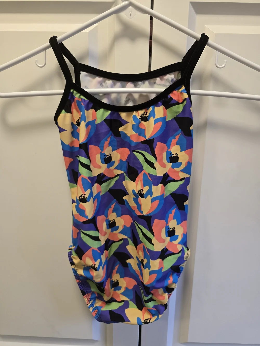Rebecca's Mom Gymnastics Dance Leotard Size 10 Floral Retro Flowers Drybands